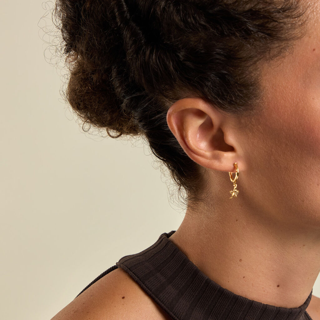 Cr&eacute;oles Nine Argent Dor&eacute; A L'Or 750/1000 - Boucles d'oreilles cr&eacute;oles Femme | Histoire d&rsquo;Or