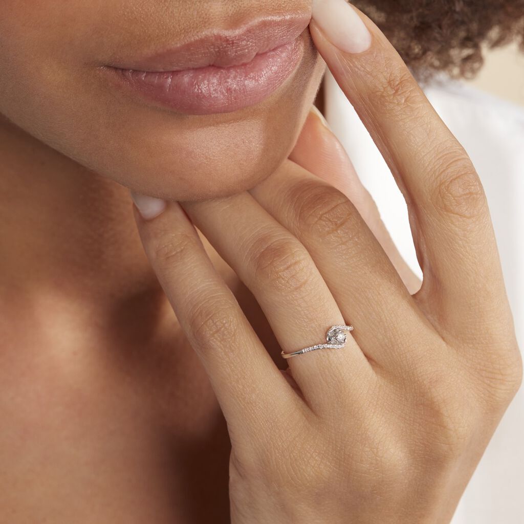 Bague Vrille Accompagnee Or Blanc Diamant - Bagues solitaires Femme | Histoire d’Or