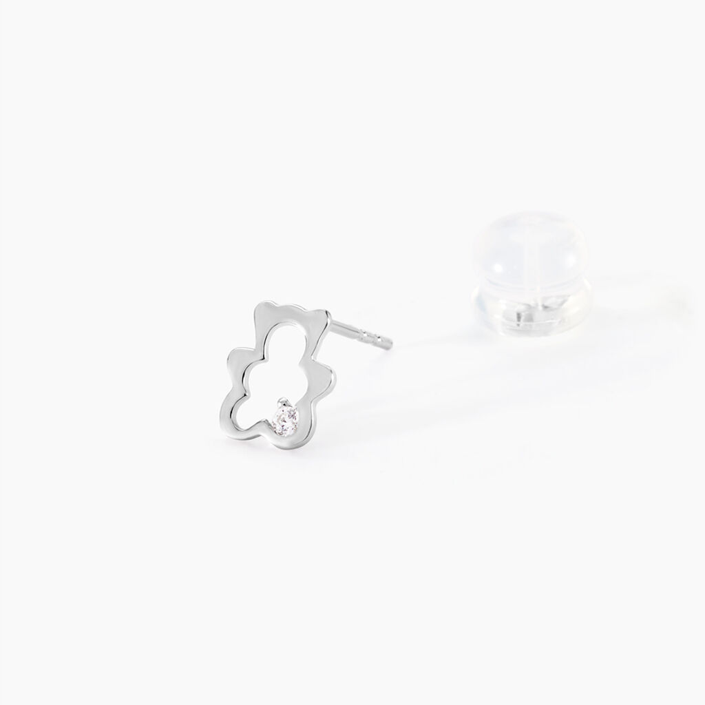 Boucles D'oreilles Puces Baptista Ours Or Blanc Oxydes - Clous d'oreilles Enfant | Histoire d’Or