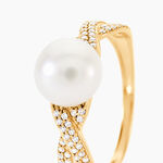 Bague Maria-theresa Or Jaune Perle De Culture Et Oxyde De Zirconium - Bagues solitaires Femme | Histoire d&rsquo;Or