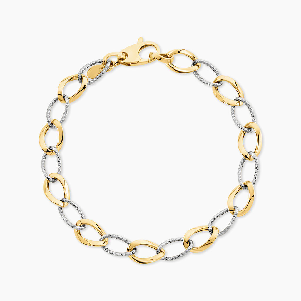 Bracelet Joice Maille Altern&eacute;e Et Godronne Or Bicolore - Bracelets cha&icirc;ne Femme | Histoire d&rsquo;Or