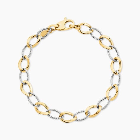 Bracelet Joice Maille Altern&eacute;e Et Godronne Or Bicolore - Bracelets cha&icirc;ne Femme | Histoire d&rsquo;Or