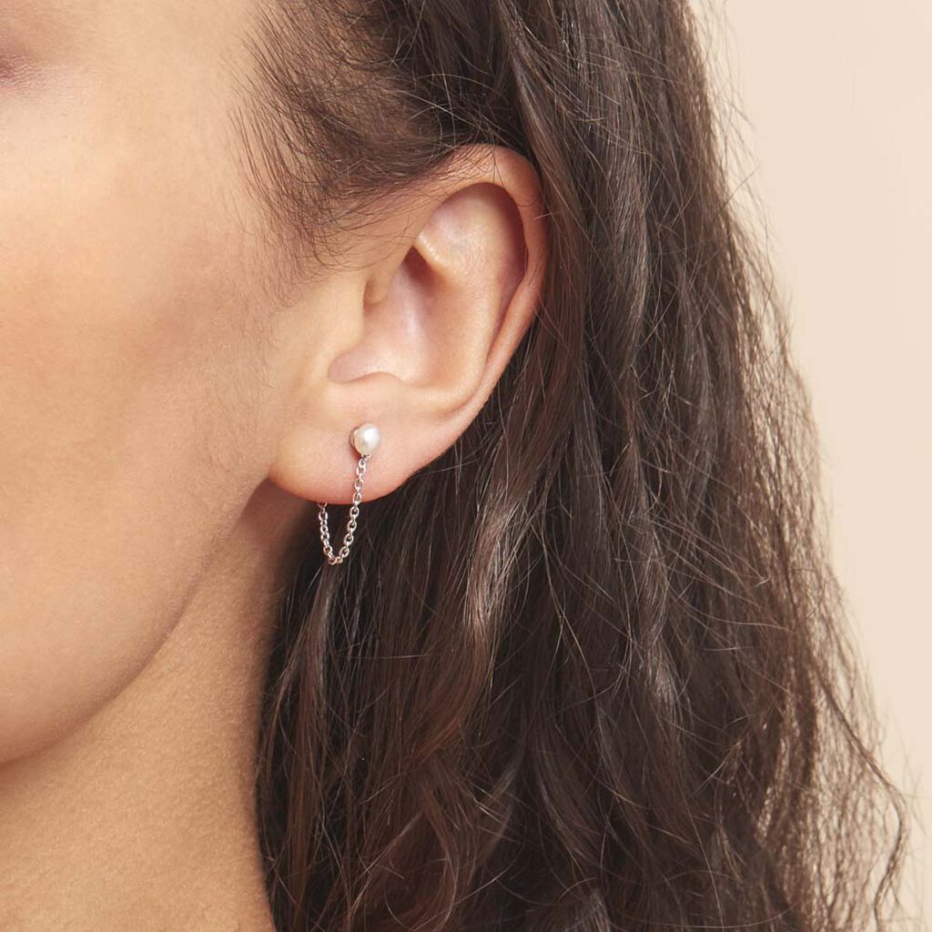 Boucles D'oreilles Pendantes Argent Blanc Leent Perles De Culture - Boucles d'oreilles fantaisie Femme | Histoire d’Or