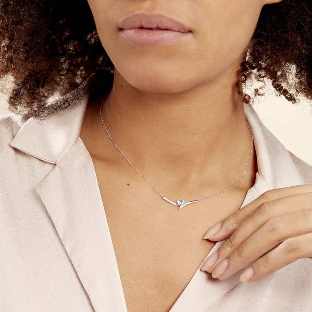 Collier Eva Or Blanc Topaze Et Oxyde De Zirconium - Colliers Femme | Histoire d’Or