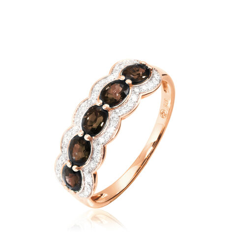 Bague Margaux Or Rose Quartz Et Diamant - Bagues avec pierre Femme | Histoire d’Or