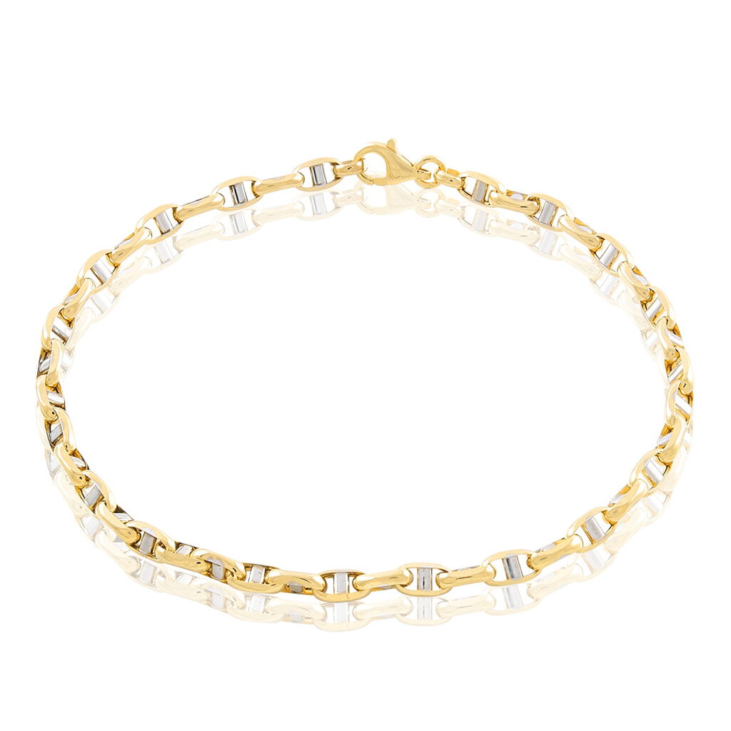 Bracelet Carlo Or Bicolore Maille Marine Ronde - Bracelets chaîne Homme | Histoire d’Or