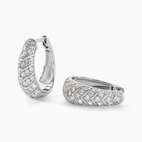 Créoles Tiwa Argent Blanc Oxyde De Zirconium - Boucles d'oreilles créoles Femme | Histoire d’Or