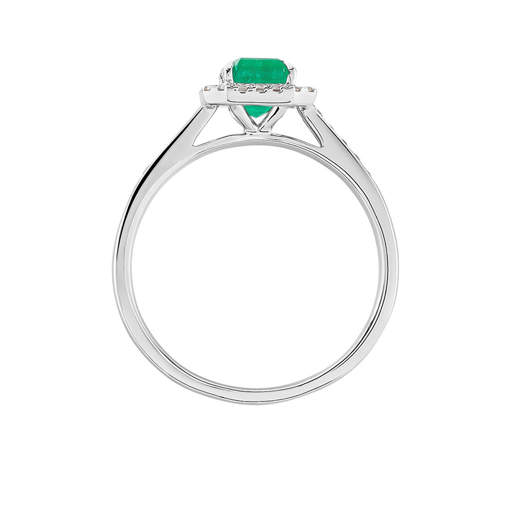 Bague Emory Or Blanc Emeraude Diamant - Bagues solitaires Femme | Histoire d&rsquo;Or