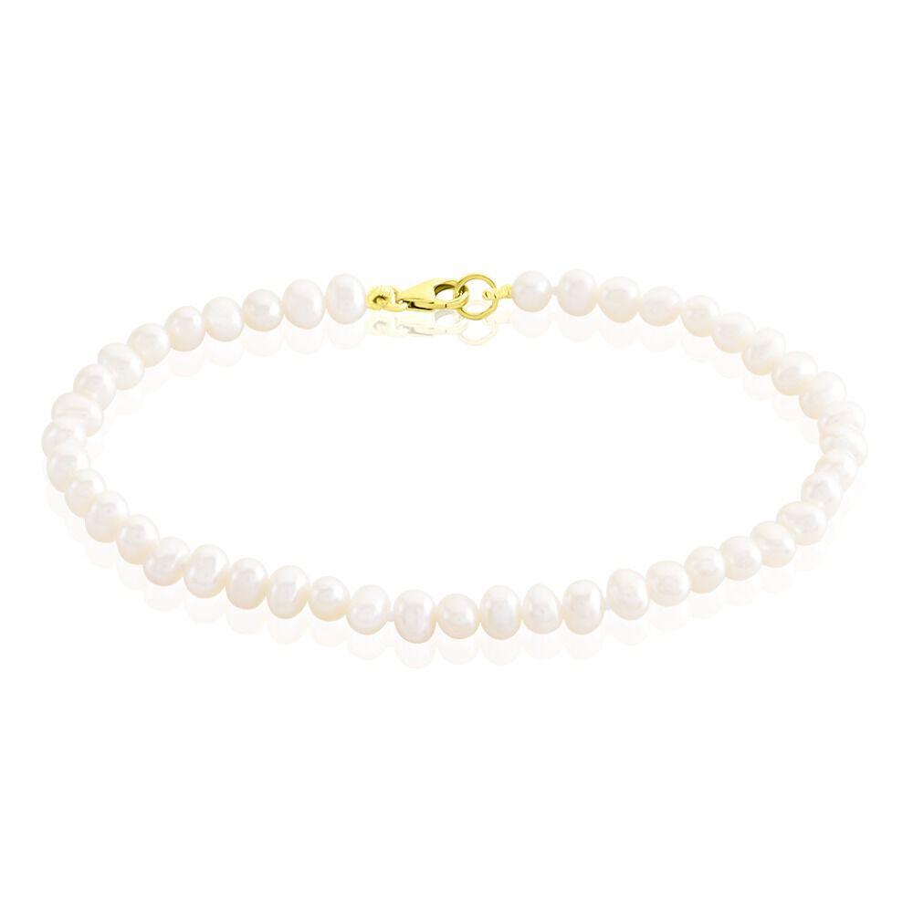 Bijoux Or Perle eau douce Semi-baroque Jaune 375/1000 18cm - B3BFJU20083 •  Histoire d'Or