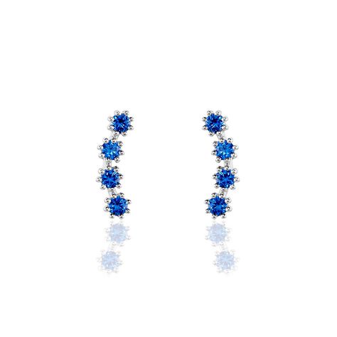 Boucles D'oreilles Puces Karrie Argent Blanc Oxyde De Zirconium - Boucles d'oreilles fantaisie Femme | Histoire d’Or