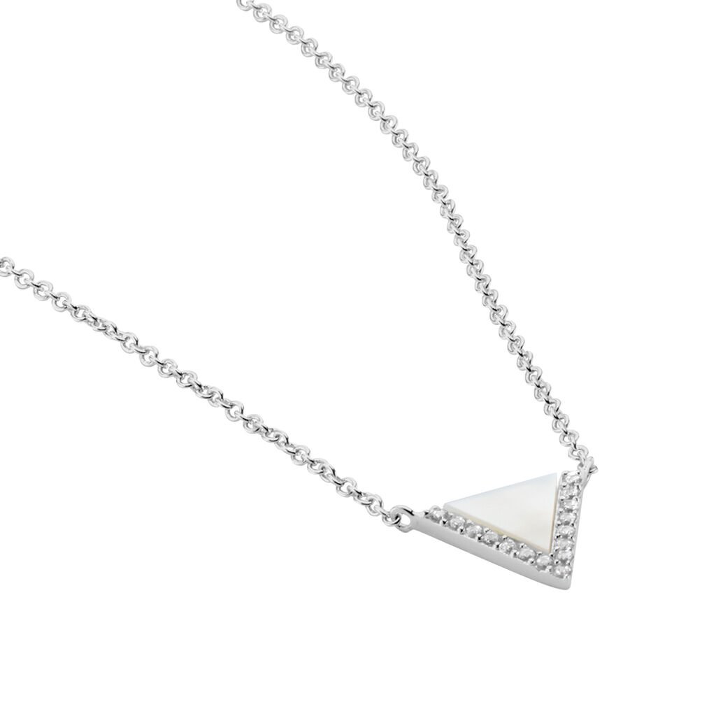 Collier Mori Argent Blanc Oxyde De Zirconium Et Nacre - Colliers fantaisie Femme | Histoire d’Or