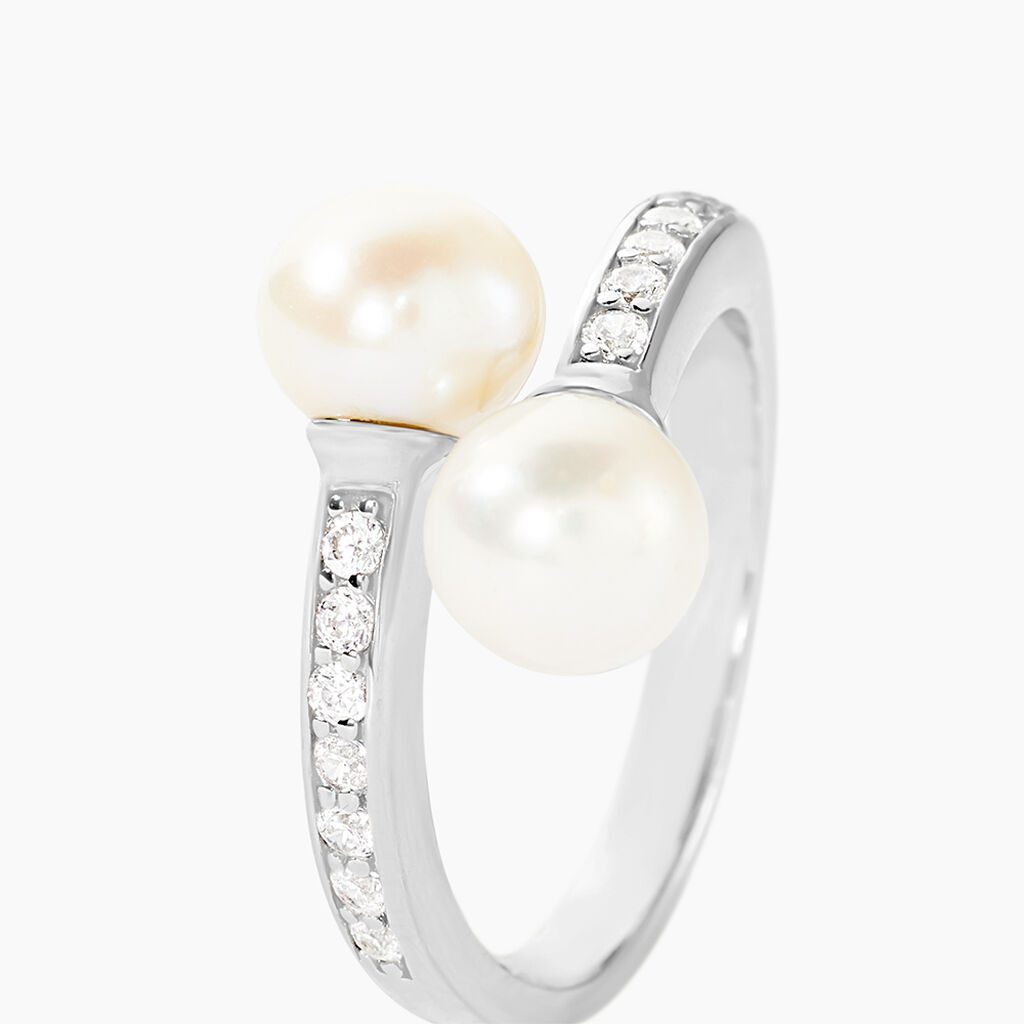 Bague Ajustable Argent Blanc Jeronimo Perle Oxydes De Zirconium - Bagues avec pierre Femme | Histoire d&rsquo;Or