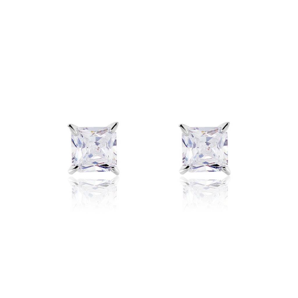 Boucles D'oreilles Puces Alys Argent Blanc Oxyde De Zirconium - Boucles d'oreilles fantaisie Femme | Histoire d’Or