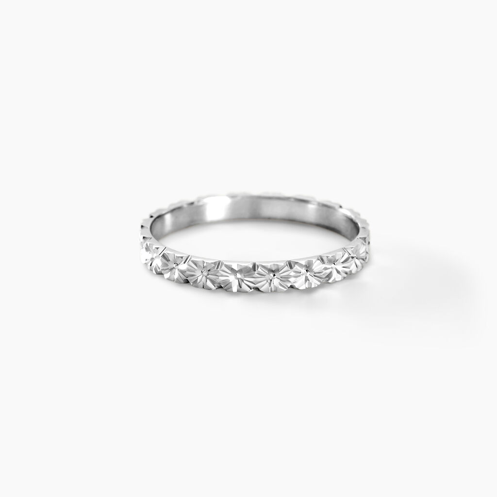 Alliance Fleur Diamantee Ruban Plat Or Blanc - Alliances Femme | Histoire d’Or