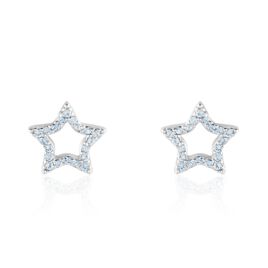 Boucles D'oreilles Puces Dmitri Argent Blanc Oxyde De Zirconium - Boucles d'Oreilles Etoile Femme | Histoire d’Or