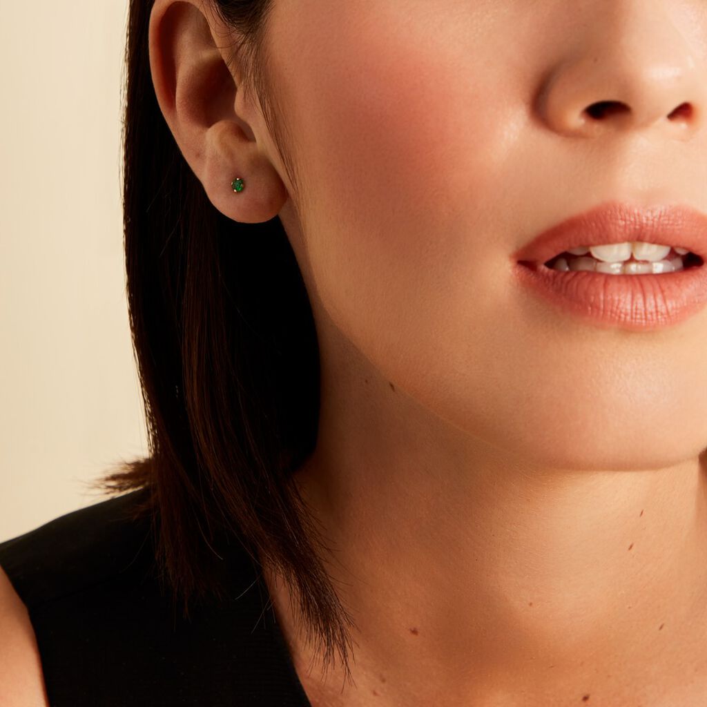 Boucles D'oreilles Puces Or Jaune Oxyde De Zirconium - Clous d'oreilles Femme | Histoire d’Or