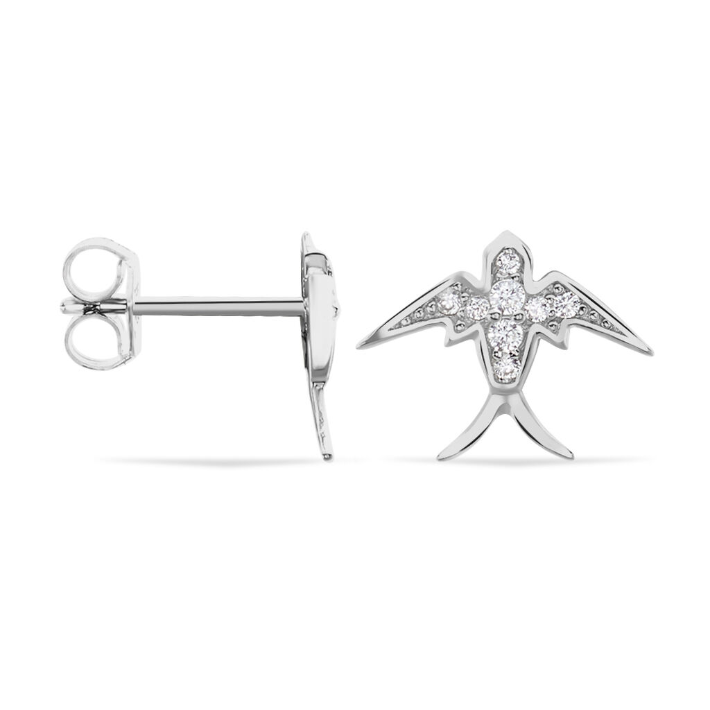 Boucles D'oreilles Puces Janea Argent Blanc Oxyde De Zirconium - Boucles d'oreilles fantaisie Femme | Histoire d’Or