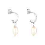 Cr&eacute;oles Petia Argent Blanc Perle De Culture - Boucles d'oreilles cr&eacute;oles Femme | Histoire d&rsquo;Or