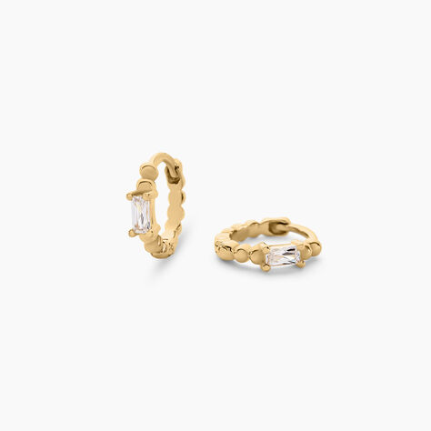 Créoles Louisie Plaqué Or Jaune Oxyde De Zirconium - Boucles d'oreilles créoles Femme | Histoire d’Or