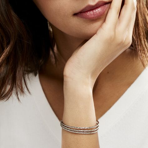 Bracelet Jonc Rachelle Argent Blanc - Bracelets joncs Femme | Histoire d’Or
