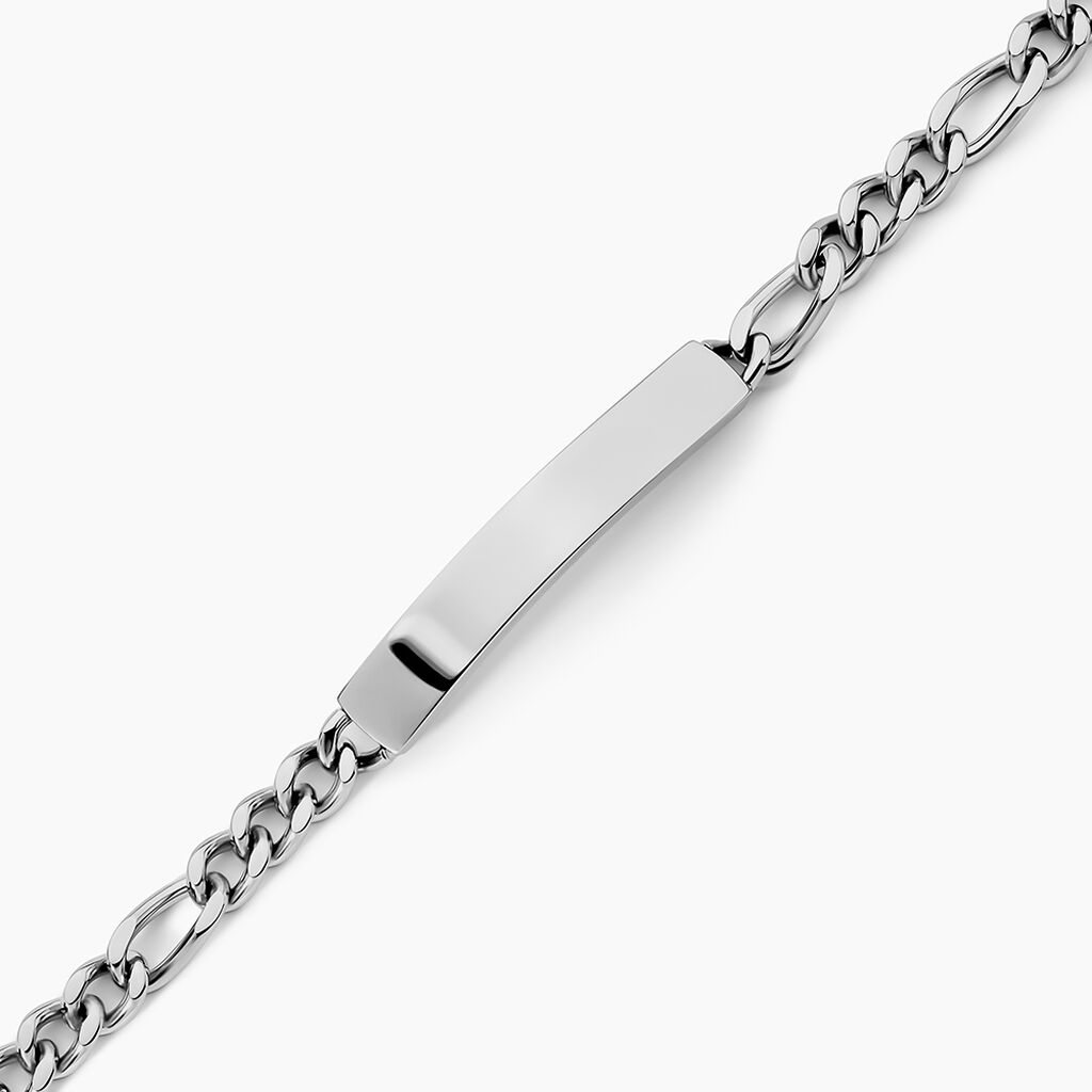 Bracelet Identit&eacute; Acier Blanc Jimmy - Gourmettes Homme | Histoire d&rsquo;Or