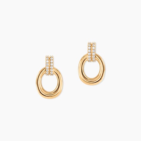 Boucles D'Oreilles Puces Shiny Bold Plaqu&eacute; Or Jaune Oxyde De Zirconium - Boucles d'oreilles empierr&eacute;es Femme | Histoire d&rsquo;Or