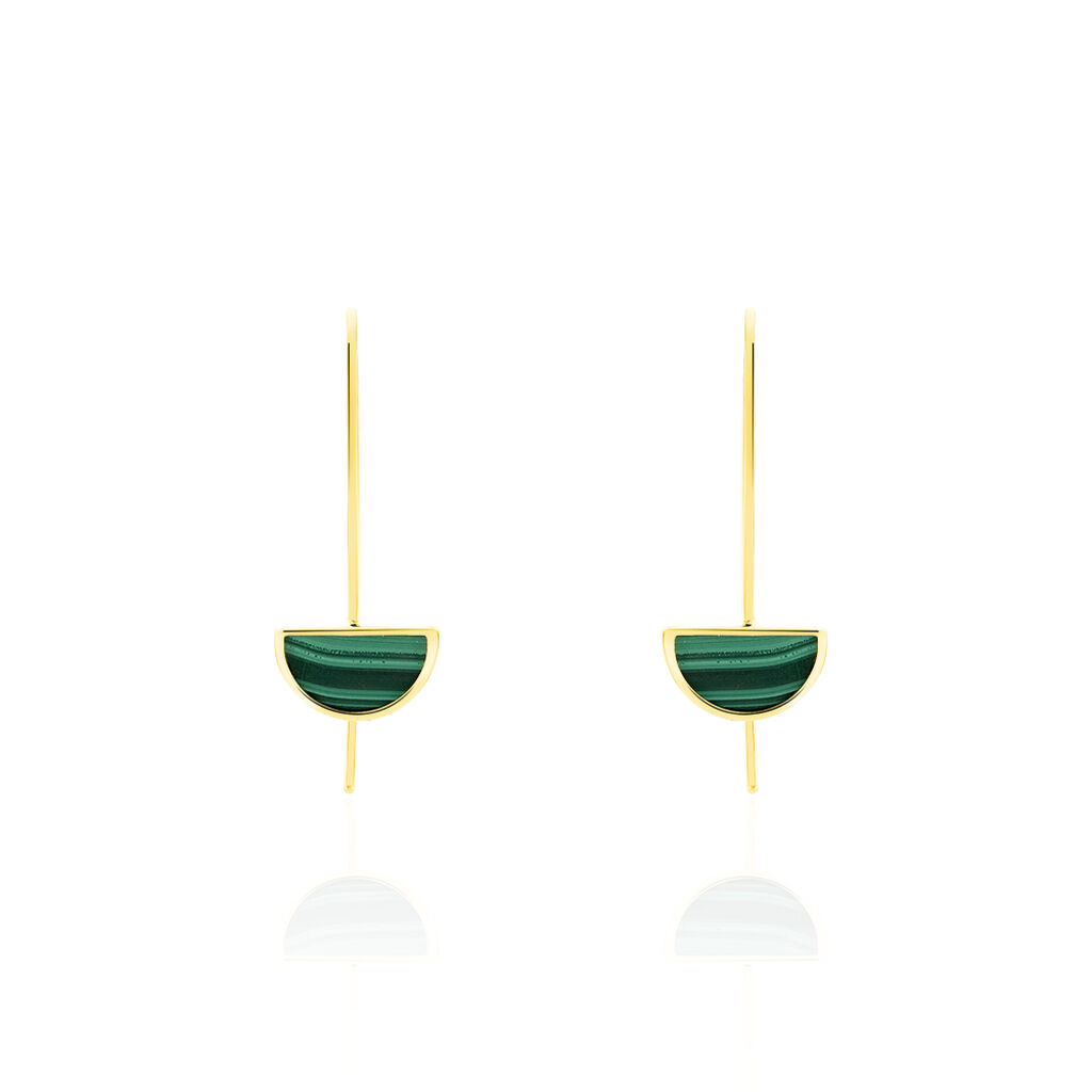 Boucles D'oreilles Pendantes Florica Or Jaune Malachite - Boucles d'oreilles pendantes Femme | Histoire d&rsquo;Or