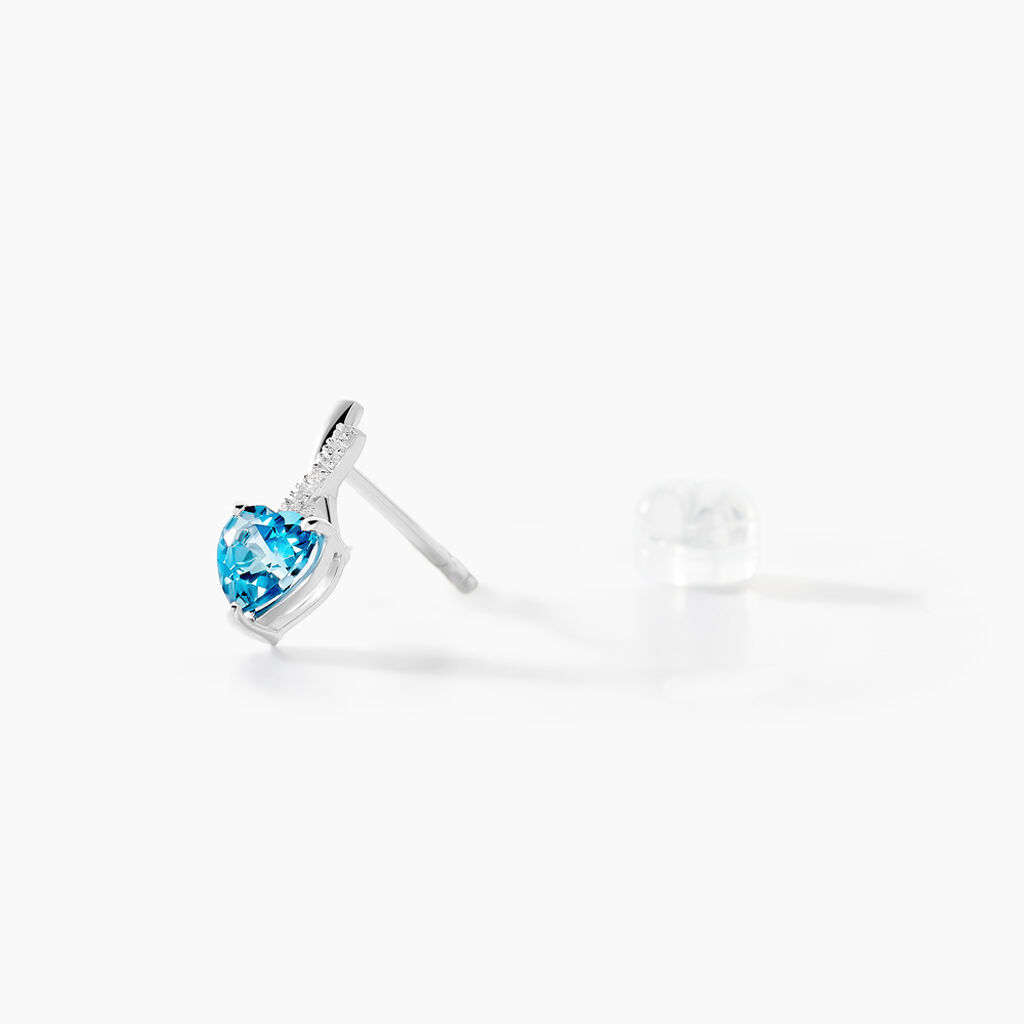 Boucles D'oreilles Pendantes Or Blanc Clothilde Topazes Oxydes - Clous d'oreilles Femme | Histoire d’Or