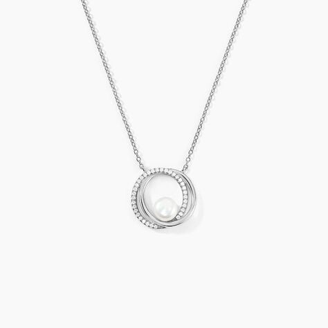 Collier Laury Argent Blanc Perle De Culture Et Oxyde De Zirconium - Colliers fantaisie Femme | Histoire d&rsquo;Or