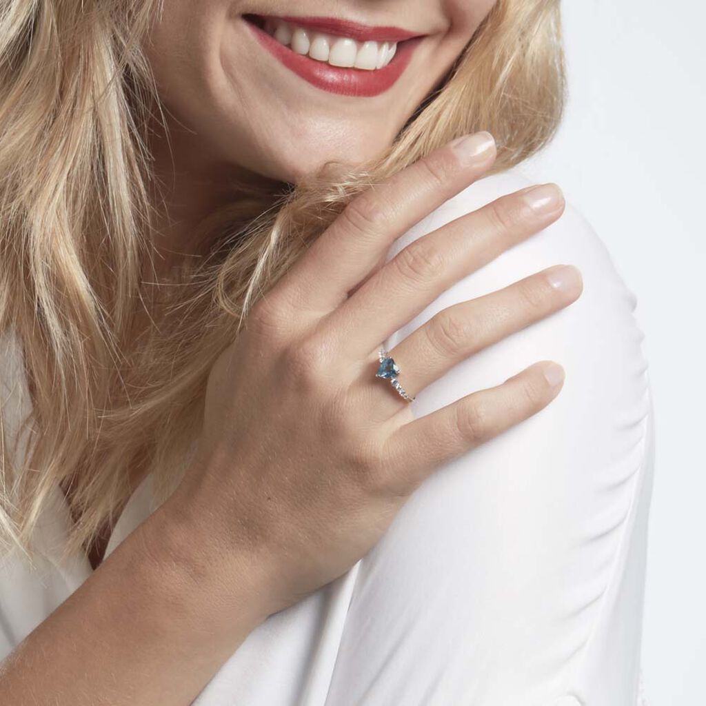 Bague Or Blanc Fany Topaze Oxydes De Zirconium - Bagues solitaires Femme | Histoire d’Or