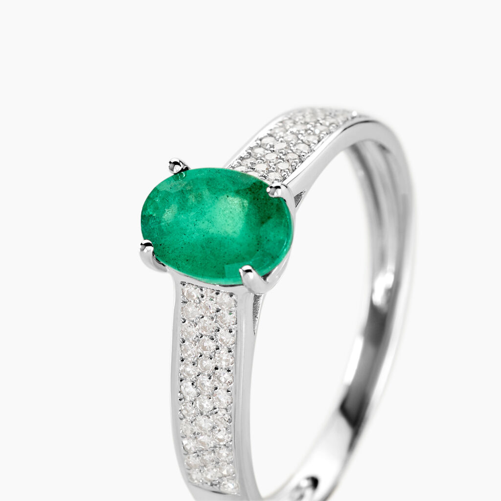 Bague Crista Or Blanc Emeraude Et Diamant - Bagues solitaires Femme | Histoire d&rsquo;Or
