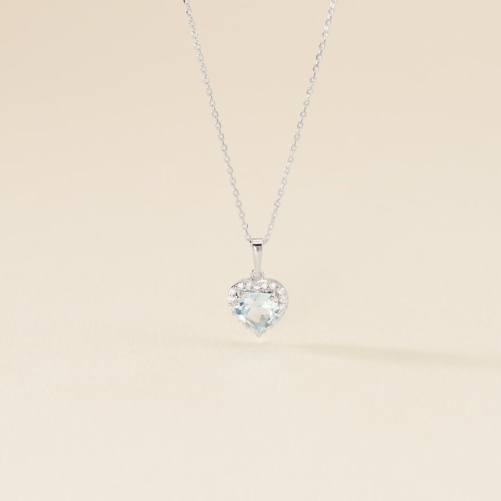 Collier Meliora Or Blanc Topaze Bleu Sky Oxyde De Zirconium - F&ecirc;te des m&egrave;res Femme | Histoire d&rsquo;Or