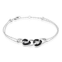 Bracelet Link Argent Blanc Céramique Et Oxyde De Zirconium