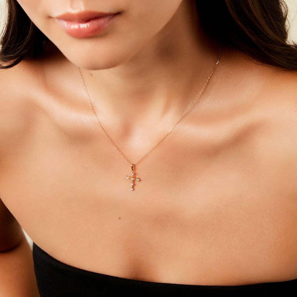 Pendentif Cleto Or Jaune Oxyde De Zirconium - Pendentifs Communion Femme | Histoire d&rsquo;Or