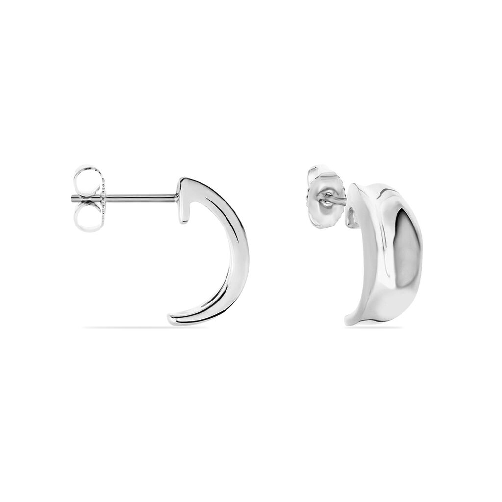 Demi Créoles Anne-christelleae Argent Blanc - Boucles d'oreilles fantaisie Femme | Histoire d’Or