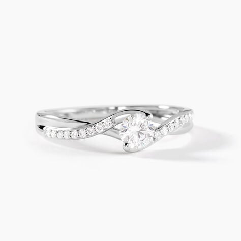 Bague Laetitianne Platine Diamant Synth&eacute;tique - Bagues solitaires Femme | Histoire d&rsquo;Or