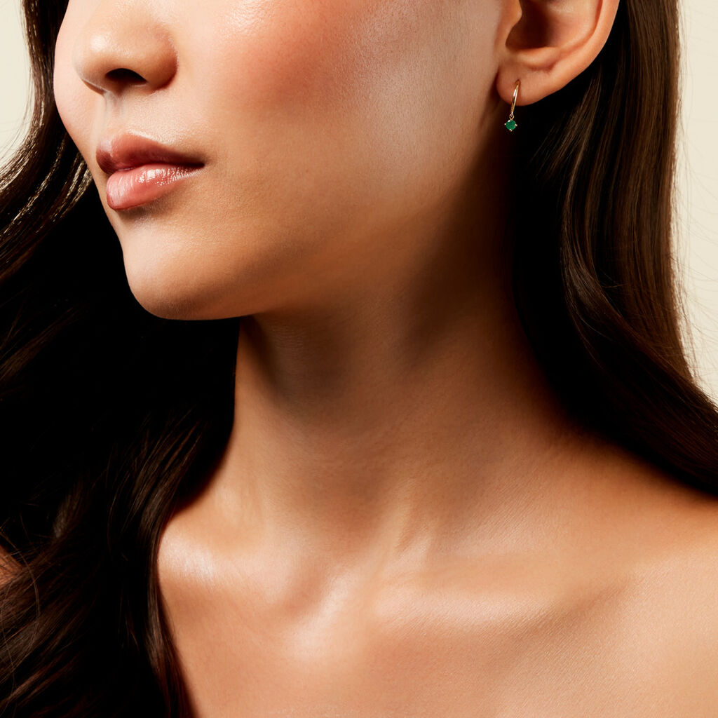 Créoles Onora Or Jaune Emeraude - Boucles d'oreilles créoles Femme | Histoire d’Or