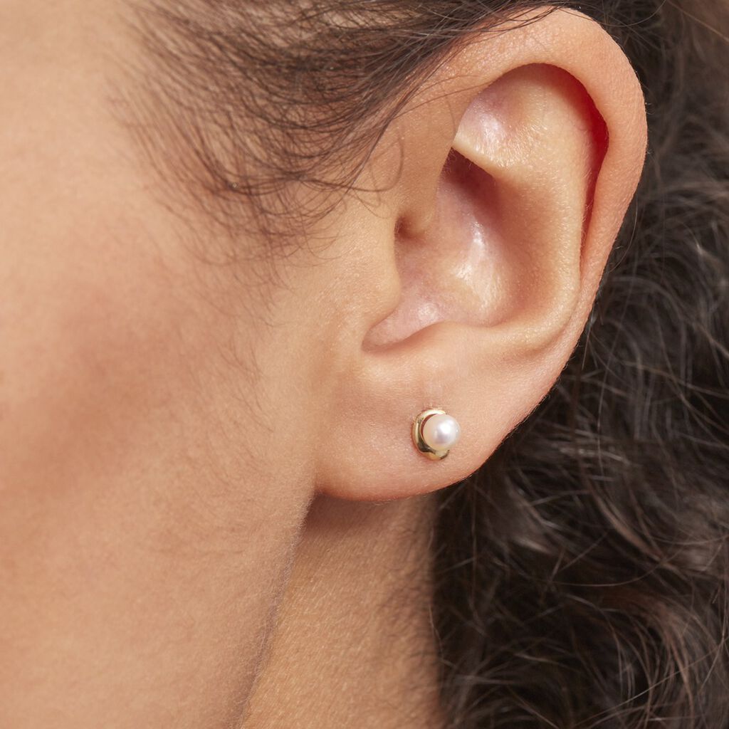 Boucles D'oreilles Puces Odelle Or Jaune Perle De Culture - Clous d'oreilles Femme | Histoire d’Or