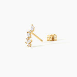 Boucles D'Oreilles Puces Fortunella Argent Dor&eacute; A L'Or 750/1000 Oxyde De Zirconium - Boucles d'oreilles fantaisie Femme | Histoire d&rsquo;Or
