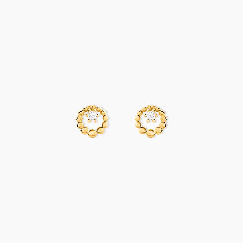 Boucles D'Oreilles Puces Mette Or Jaune Oxyde De Zirconium - Clous d'oreilles Femme | Histoire d&rsquo;Or
