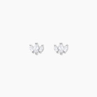Boucles D'oreilles Puces Duchesse Argent Blanc Oxyde De Zirconium
