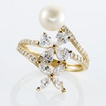 Bague Norah Or Jaune Perle De Culture Et Oxyde De Zirconium - Bagues solitaires Femme | Histoire d&rsquo;Or