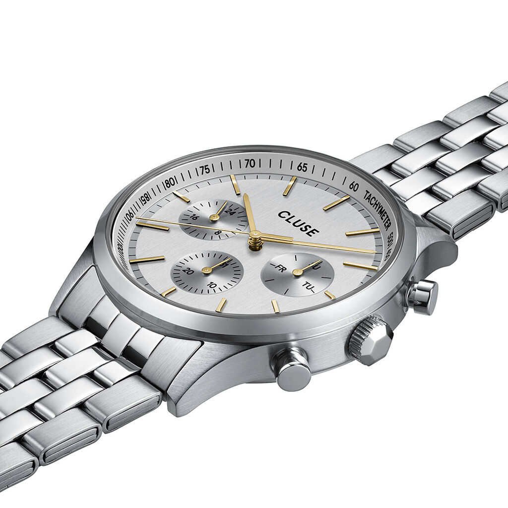Montre Cluse Antheor Multifonction Argent&eacute; - F&ecirc;te des p&egrave;res Homme | Histoire d&rsquo;Or