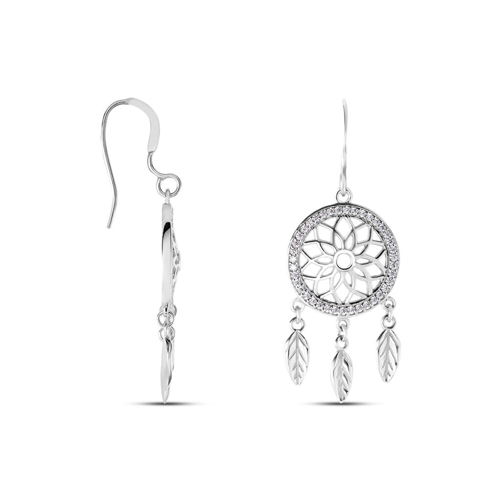 Boucles D'oreilles Pendantes Nemetona Argent Blanc Oxyde - Boucles d'oreilles pendantes Femme | Histoire d&rsquo;Or