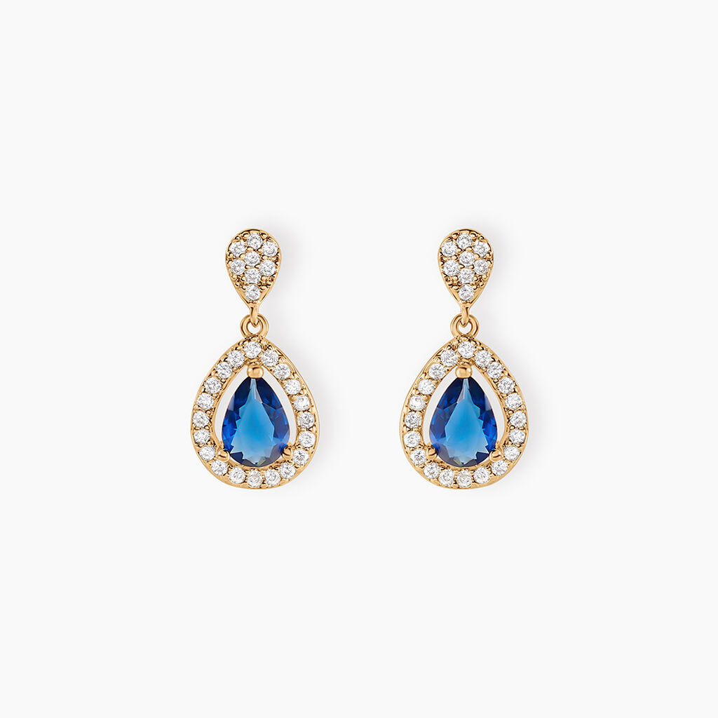Boucles D'oreilles Pendantes Brigita Plaqué Or Pierre De Synthese - Boucles d'oreilles fantaisie Femme | Histoire d’Or