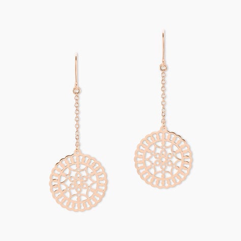 Boucles D'oreilles Pendantes Rotonda Argent Rose - Boucles d'oreilles fantaisie Femme | Histoire d&rsquo;Or