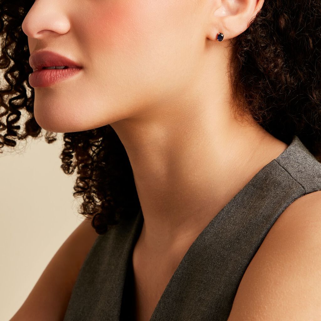 Boucles D'oreilles Puces Or Jaune Bellona Saphir - Clous d'oreilles Femme | Histoire d’Or