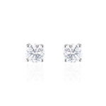 Boucles D'oreilles Puces 4 Griffes Or Blanc Diamant Synthetique - Clous d'oreilles Femme | Histoire d&rsquo;Or