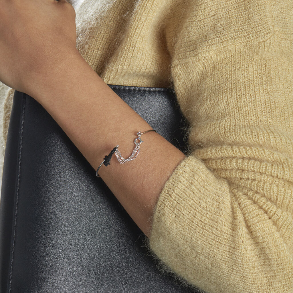 Bracelet Jonc Sibel Argent Blanc - Bracelets joncs Femme | Histoire d’Or