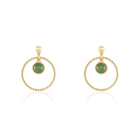 Boucles D'oreilles Pendantes Amalthea Plaqué Or Doré Aventurine Vert - Boucles d'oreilles fantaisie Femme | Histoire d’Or